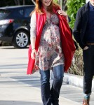 Alyson Hannigan made her way out of Andy Lecompte hair salon in Los Angeles, California on April 19, 2012.