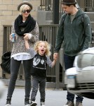 Ashlee Simpson and Vincent Piazza take her son Bronx for a walk in New York City.