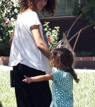 Halle Berry seen picking up her daughter Nahla from school in Los Angeles, California on April 20, 2012. Nahla was in a grumpy mood when she saw the paparazzi. Halle was sporting her new hair extensions