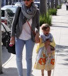 Jessica Alba & Family grabbing a bite to eat at Nate 'n Al of Beverly Hills Delicatessen.