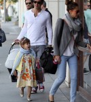 Jessica Alba & Family grabbing a bite to eat at Nate 'n Al of Beverly Hills Delicatessen.
