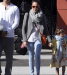 Jessica Alba & Family grabbing a bite to eat at Nate 'n Al of Beverly Hills Delicatessen.