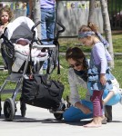 Jessica Alba takes her daughters Honor and Haven to a park in Beverly Hills for some fun.