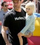 Naomi Watts and Liev Schreiber take their kids Alexander and Samuel on a bike ride to a local farmers market in Brentwood.