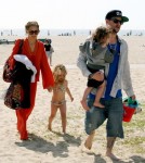 Nicole Richie and husband Joel Madden taking Harlow and Sparrow to the beach in Malibu April 9