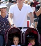 Mark Mcgrath spends the day with his twins Lydon and Hartley at the Farmer's Market in Los Angeles