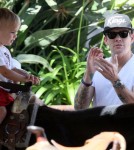 Mark Mcgrath spends the day with his twins Lydon and Hartley at the Farmer's Market in Los Angeles