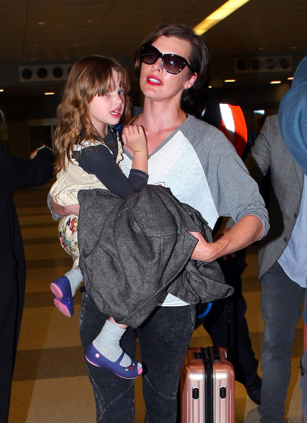 “Resident Evil” actress Milla Jovovich arrived at JFK Airport in New ...