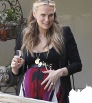 Molly Sims receiving lots of gifts at her baby shower at a Hollywood Hills private residence in Hollywood, California on May 5, 2012. Molly's husband Scott Stuber came to pick her up after the party
