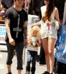 Pete Wentz enjoys a fun Sunday with girlfriend Megan Camper and his son Bronx at the Farmer's Market