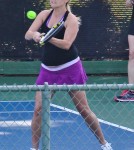Reese Witherspoon playing tennis at Brentwood Country Club in Los Angeles, California May 16