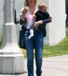 'Mad Men' actress January Jones and her son Xander spotted out with a friend in West Hollywood, California on June 9, 2012.