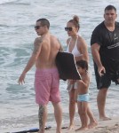 Jennifer Lopez and her boyfriend Casper Smart with Max and Emme at the beach in Rio de Janeiro - June 25
