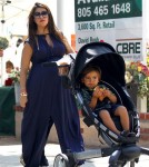 Kourtney Kardashian her husband Scott Disick and son Mason at the Calabasas farmers market - June 16