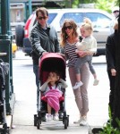 Sarah Jessica Parker and her husband Matthew Broderick take their daughters Tabitha and Marion for a walk through New York City, New York on June 5, 2012.