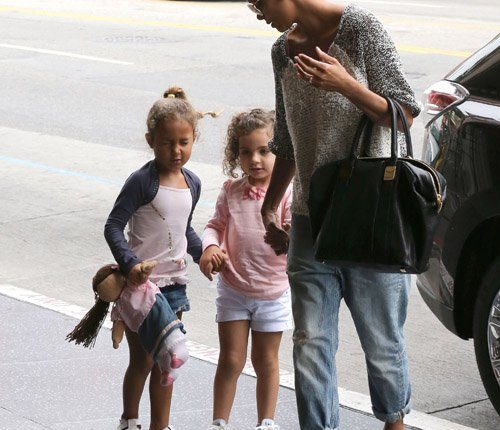 Halle Berry takes her daughter Nahla and a friend to the movies in Hollywood, California on August 25th, 2012.