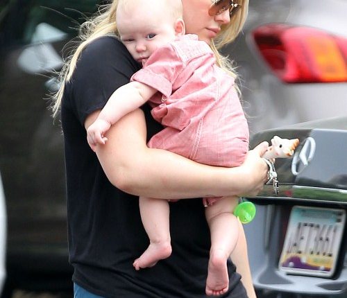 Hilary Duff packed up her son Luca Comrie into his stroller for a day out in Santa Monica, California on August 23, 2012. They headed for Fred Segal to do some shopping with a friend