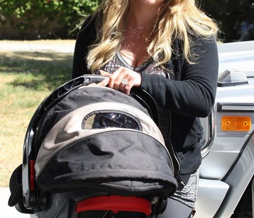 Hilary Duff takes her baby boy Luca to pilates in Los Angeles, CA on August 28th, 2012.