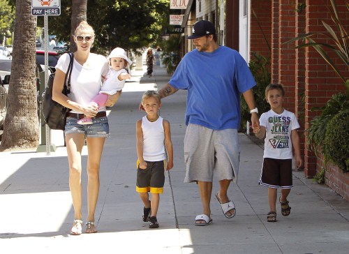 Kevin Federline and his longtime girlfriend Victoria Prince took their daughter Jordan Kay and his boys Sean and Jayden to get their hair cut at The Yellow Balloon salon in Studio City, California on August 15, 2012.