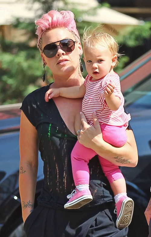 Pink and Carey Hart spotted out with their daughter Willow in New York City, New York on July 11, 2012.