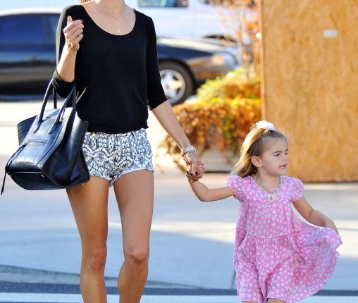 Victoria’s Secret model Alessandra Ambrosio and daughter Anja Mazur were seen grabbing Pinkberry in Los Angeles, California on September 13, 2012.