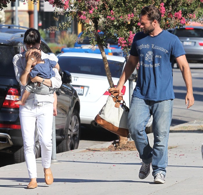 Selma Blair and her son Arthur spotted out with a friend in Studio City, California on September 17, 2012.