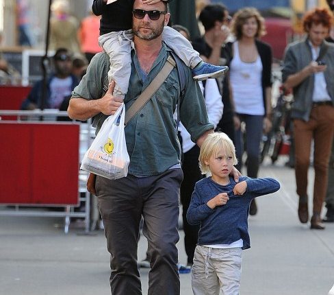 Liev Schreiber spends some quality father son time with his boys Alexander and Samuel in New York City, NY on September 24th, 2012.