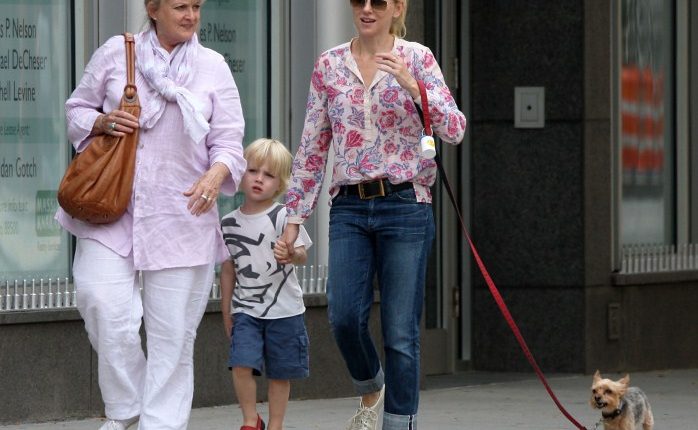 Naomi Watts, her mother Miv and two sons Alexander and Samuel take their dog Bob out for ice cream in New York City, New York on September 6, 2012.