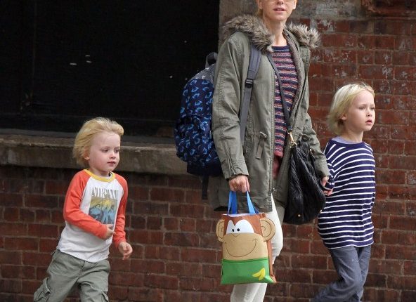 Naomi Watts hailing a cab with her sons Alexander and Samuel in New York City, NY on September 20th, 2012.