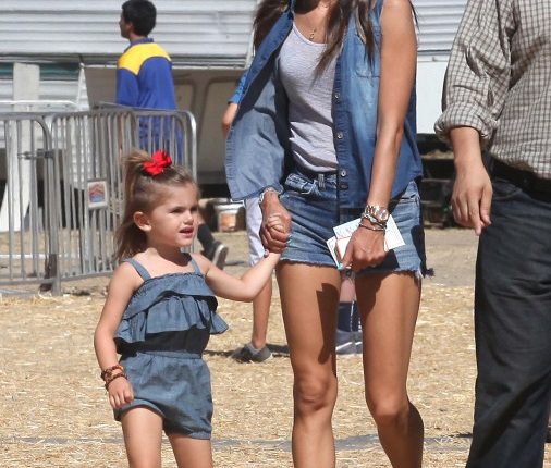 Alessandra Ambrosio and her family, hubby Jamie Mazur and daughter Anja, enjoy rides at the Malibu Chili Cook Off in Malibu, California on September 2nd, 2012.