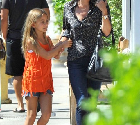 ‘Cougar Town’ actress Courteney Cox and her daughter Coco Arquette out for lunch and some shopping with a friend at the Brentwood Country Mart in Brentwood, California on September 4, 2012.