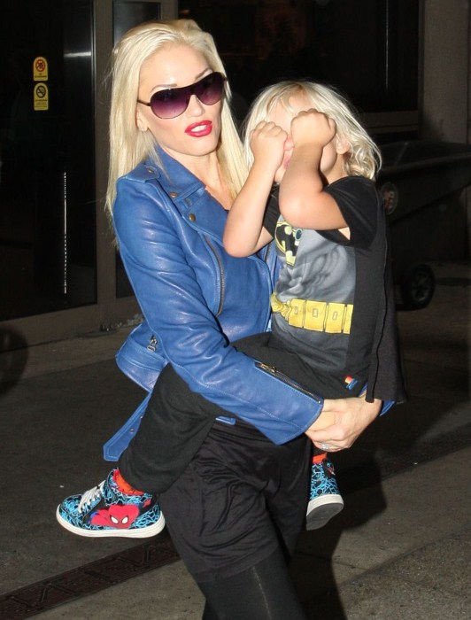 Gwen Stefani and her son Zuma arriving on a flight at LAX airport in