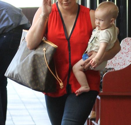 Hilary Duff takes her baby boy Luca to Babies First Class in Sherman Oaks, CA on October 3rd, 2012.