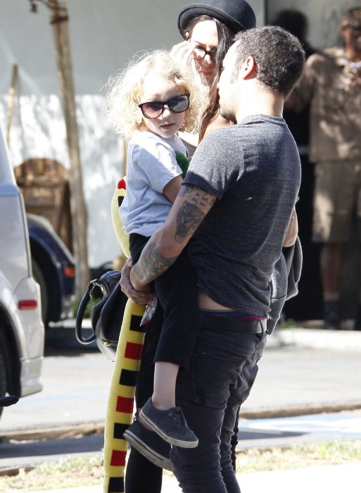 Pete Wentz and his girlfriend Meagan Camper take his son Bronx out for ...