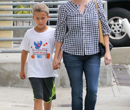 Reese Witherspoon took her son, Deacon Phillippe, shopping at the GAP and grabbed Jamba Juice in Santa Monica, California on October 19, 2012.