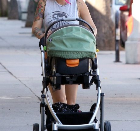 Sheila Hafsadi, girlfriend to ‘Twilight’ actor Jackson Rathbone, out and about with their son Monroe in Studio City, CA on October 17th, 2012.