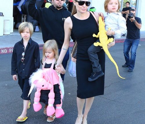 Angelina Jolie Takes Her Kids Shopping For Halloween Costumes