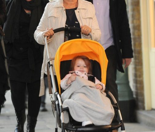 Harper Seven Beckham and David Beckham’s mother Sandra Georgina West are spotted out on a stroll in Covent Garden on October 15, 2012 in London, England.