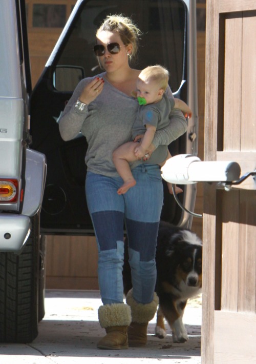 Exclusive... Hilary Duff And Family Visit Her Mom In Toluca Lake