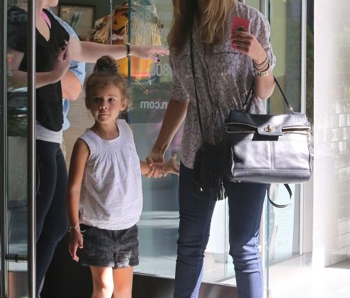 Jessica Alba takes her daughter Honor to class and then they stop by Whole Foods for groceries in Brentwood, CA on October 16th, 2012.