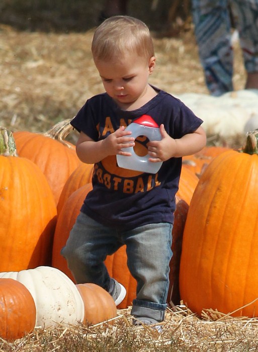 Selma Blair takes her son Arthur to the Mr. Bones Pumpkin Patch in West Hollywood, California on October 13, 2012.
