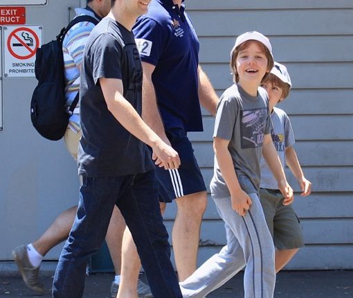 Russell Crowe Takes His Boys Out To Lunch In Sydney