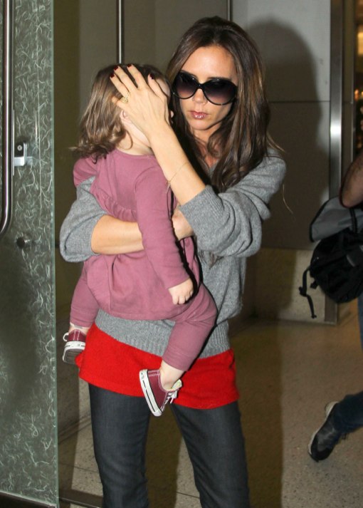 Victoria Beckham And Daughter Harper Arriving On A Flight At LAX ...