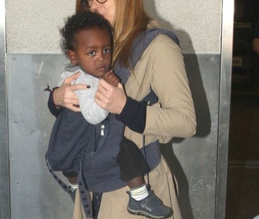 Connie Britton And Son Eyob Arriving On A Flight At LAX