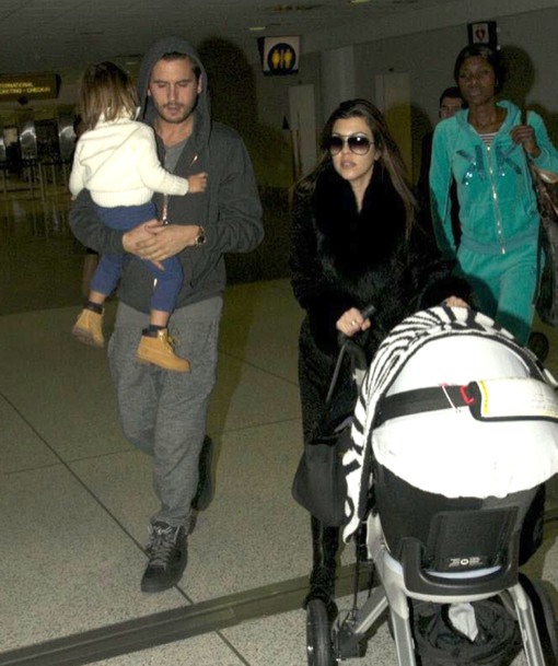 Kourtney Kardashian And Family Arriving On A Flight At LAX | Celeb Baby ...