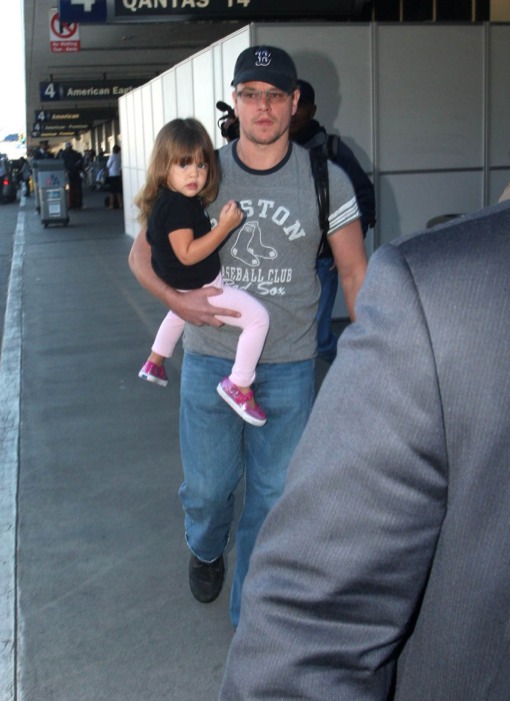 Matt Damon and Daughter Gia Arrive at LAX | Celeb Baby Laundry