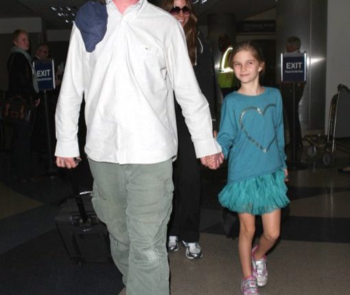 Christian Bale And Family Arriving On A Flight At LAX