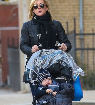 Jane Krakowski Takes Son Bennett For A Walk In New York