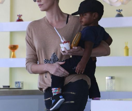 Charlize Theron Takes Her Son Jackson To Pinkberry