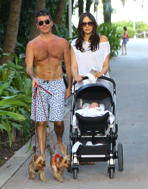 Simon Cowell & Lauren Silverman Take Baby Eric For A Stroll In Miami ...